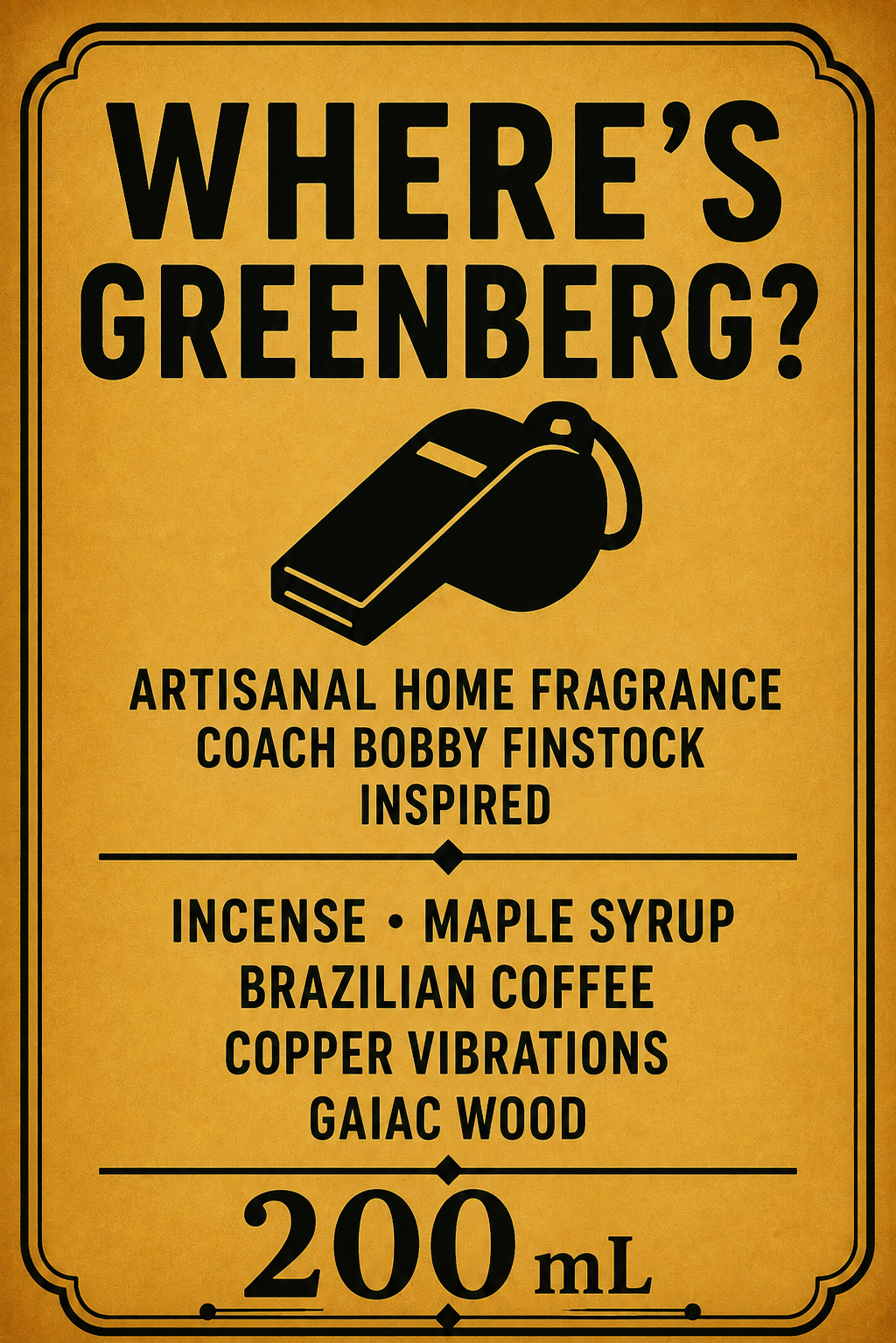 Brume d'intérieur "Where's Greenberg ?" Coach Finstock - Précommande Convention