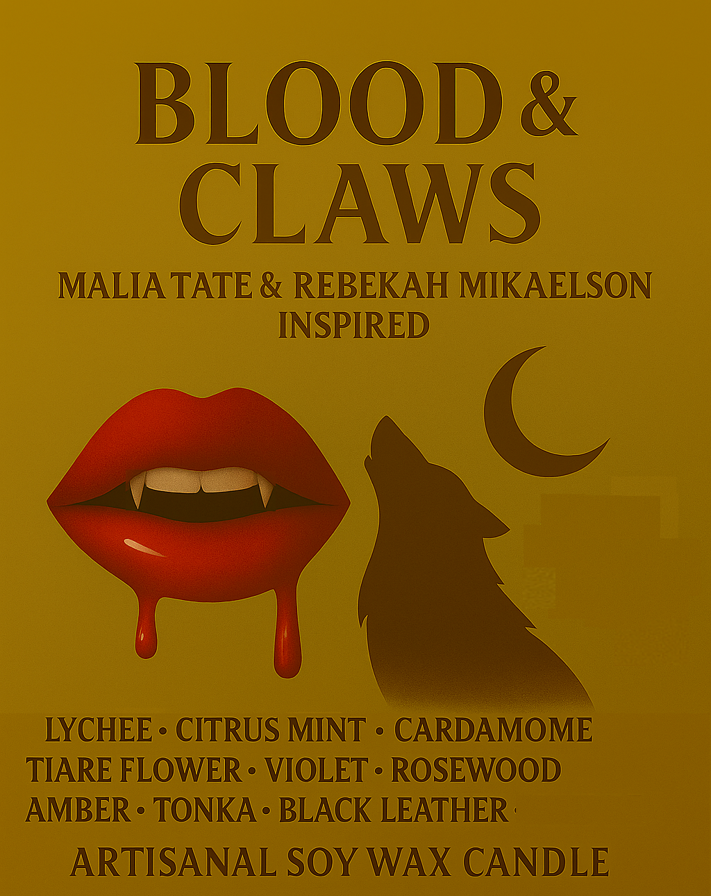 Bougie "Blood & Claws" Malia Tate et Rebekah Mikaelson - Livraison