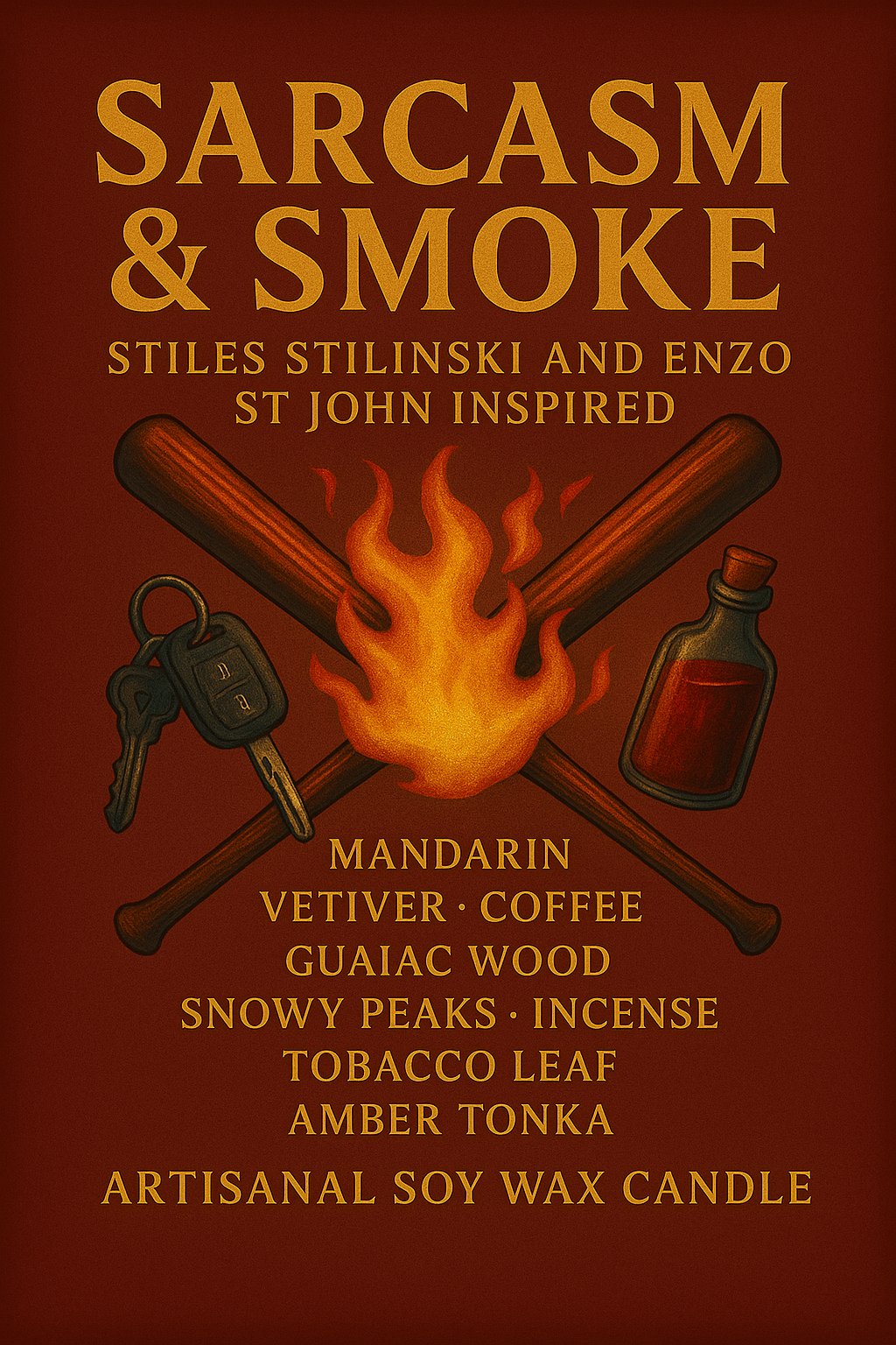Bougie "Sarcasm & Smoke" Stiles Stilinski et Enzo St John - Livraison