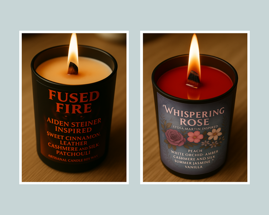 Pack Duo Bougies "Fused Fire x Whispering Rose" - Précommande Convention