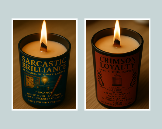 Pack Duo Bougies "Sarcastic Brilliance x Crimson Loyalty" - Livraison